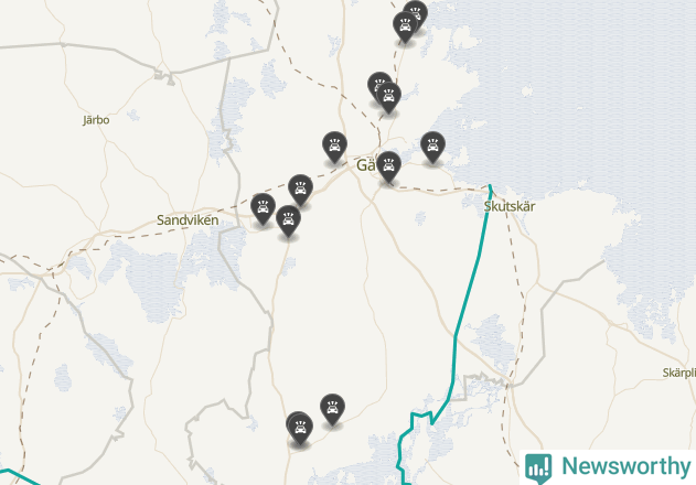 Karta över viltolyckor i Gävle kommun