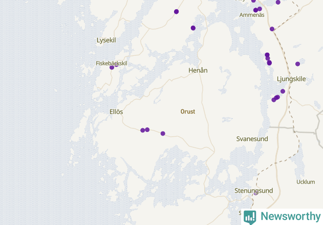 Karta över Orusts kommun