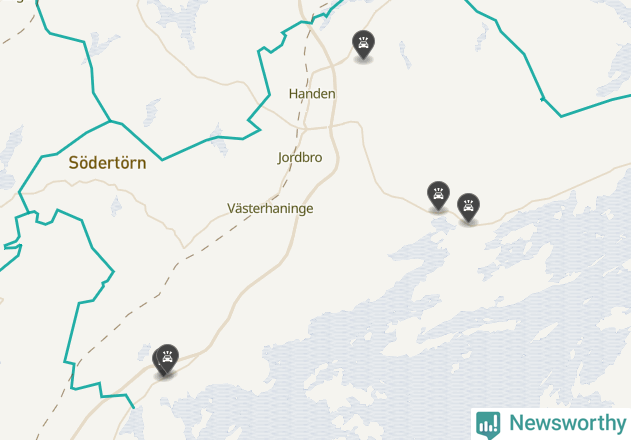 Karta över viltolyckor i Haninge kommun