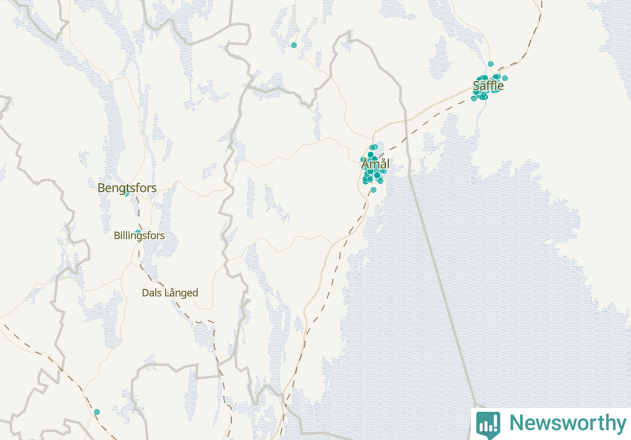 Karta över Åmåls kommun