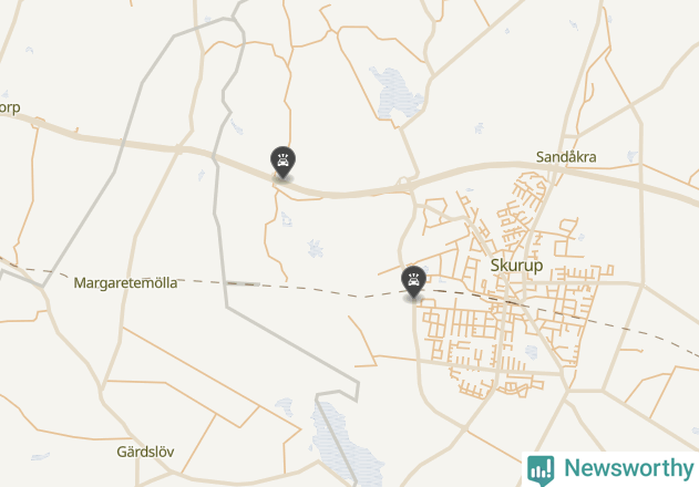 Karta över viltolyckor i Skurups kommun