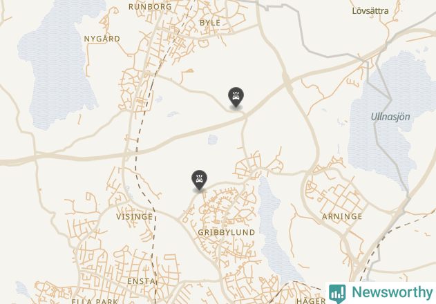 Karta över viltolyckor i Täby kommun