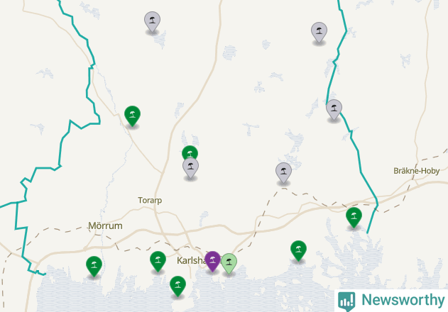 Karta över Karlshamns kommun
