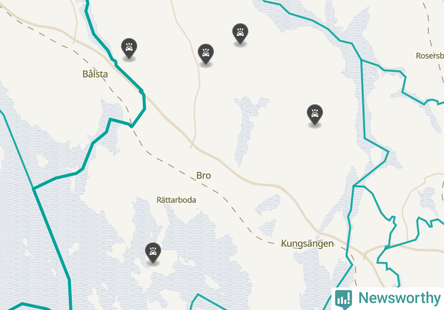 Karta över viltolyckor i Upplands-Bro kommun