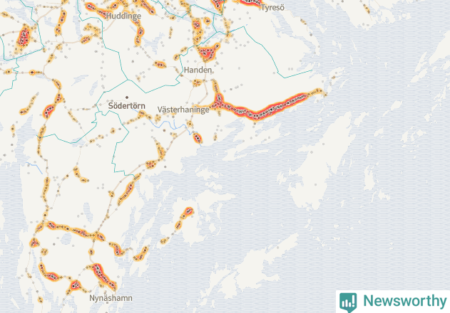 Karta över Haninge kommun