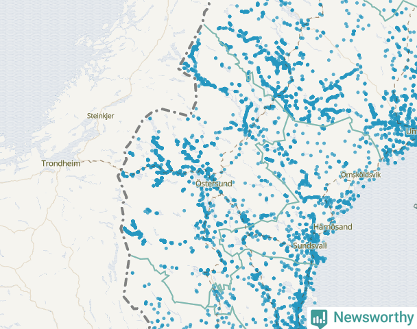 Karta över Jämtlands län