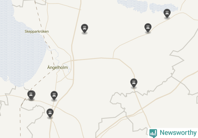 Karta över viltolyckor i Ängelholms kommun