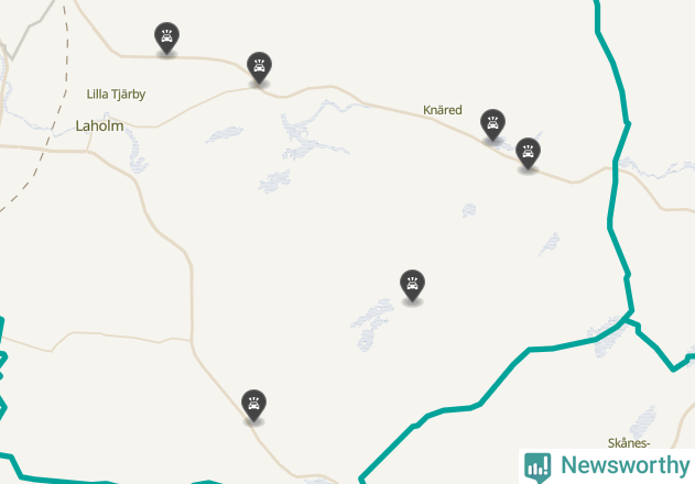 Karta över viltolyckor i Laholms kommun