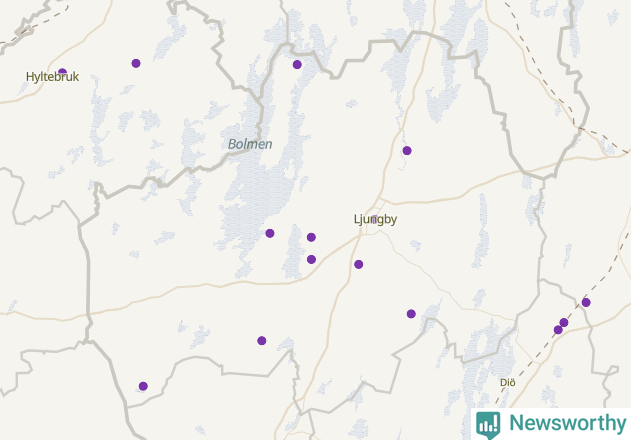 Karta över Ljungby kommun