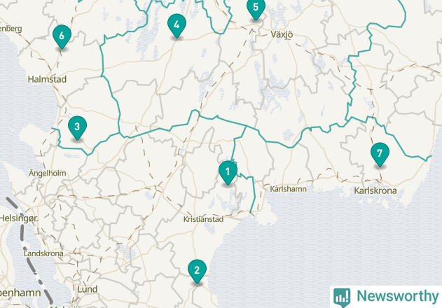 Karta över Östra Göinge kommun