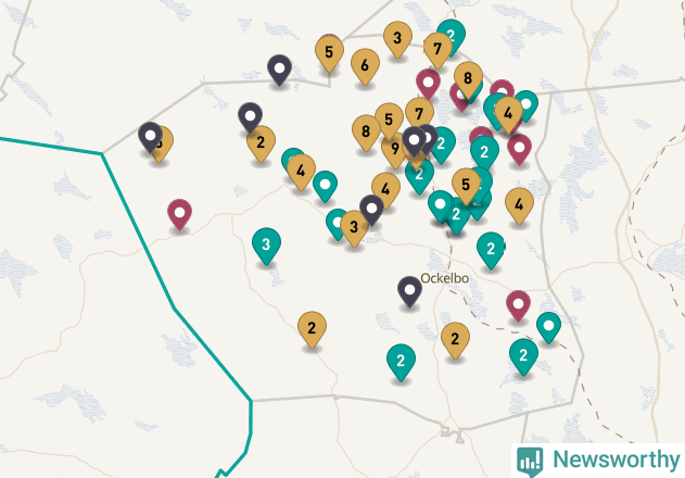 Karta över Ockelbo kommun