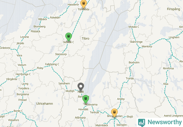 Karta över förseningar vid olika avgångsstationer.