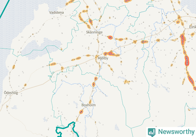 Karta över Mjölby kommun