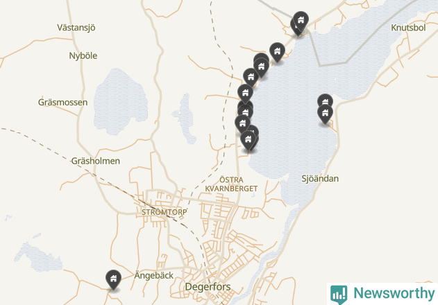 Karta över Degerfors kommun