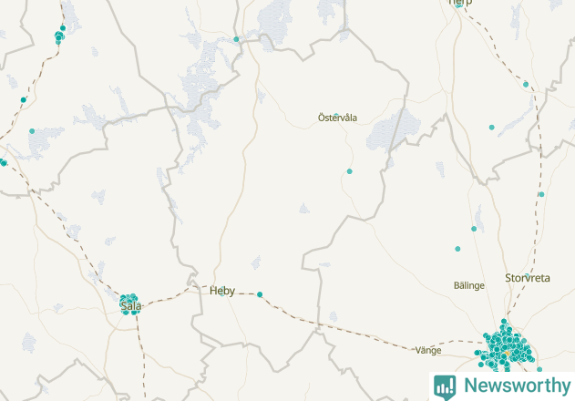 Karta över Heby kommun