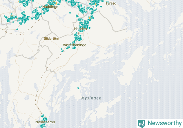 Karta över Haninge kommun