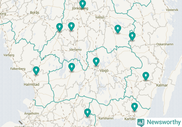 Karta över Alvesta kommun
