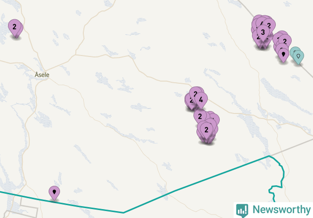 Karta över vindkraftverk i Åsele kommun