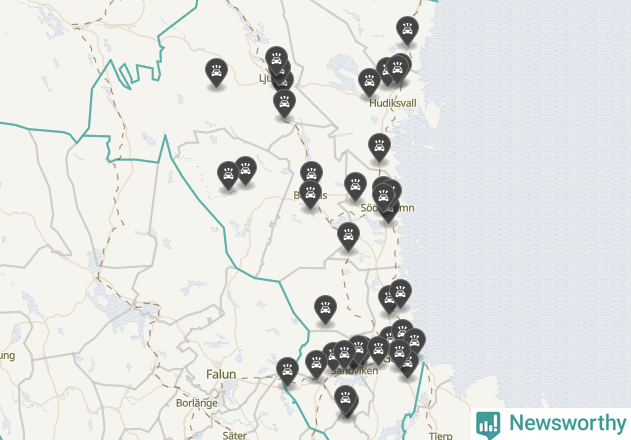 Karta över Gävleborgs län