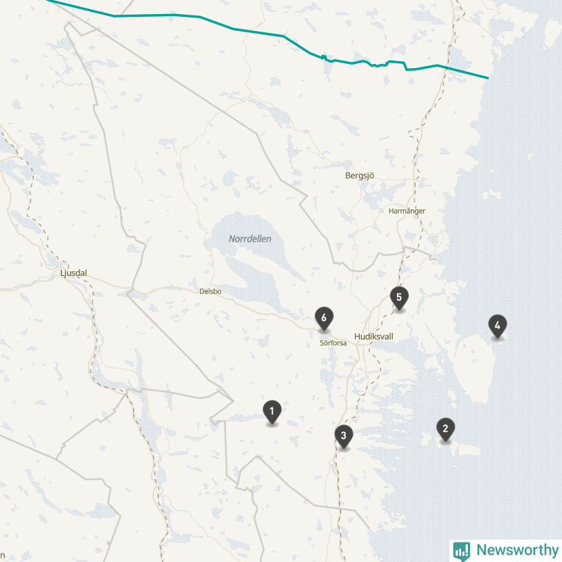Karta över Hudiksvalls kommun