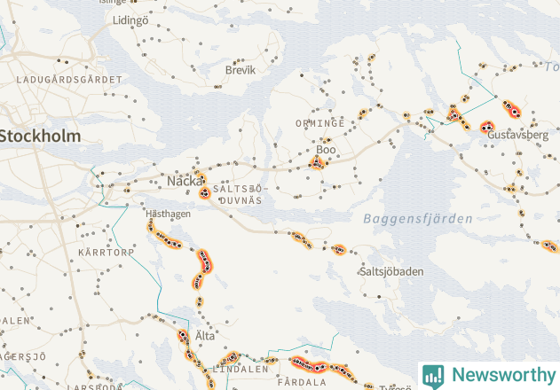 Karta över Nacka kommun
