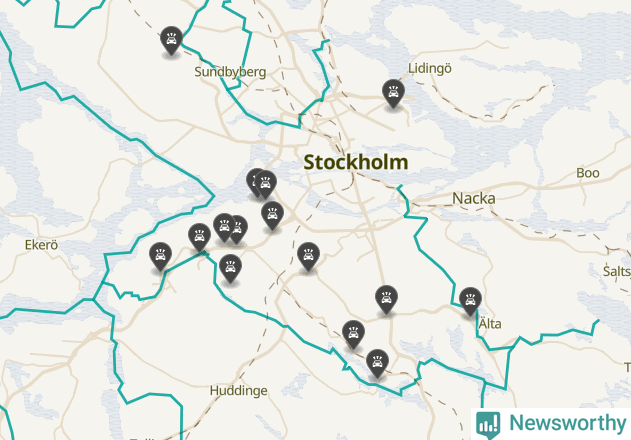 Karta över viltolyckor i Stockholms kommun