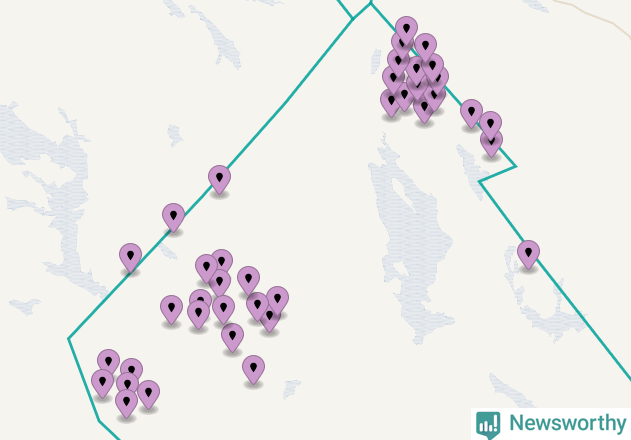 Karta över vindkraftverk i Timrå kommun