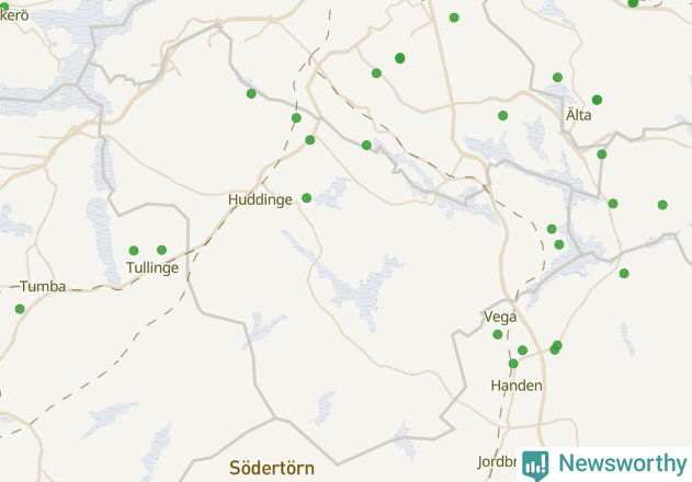 Karta över Huddinge kommun