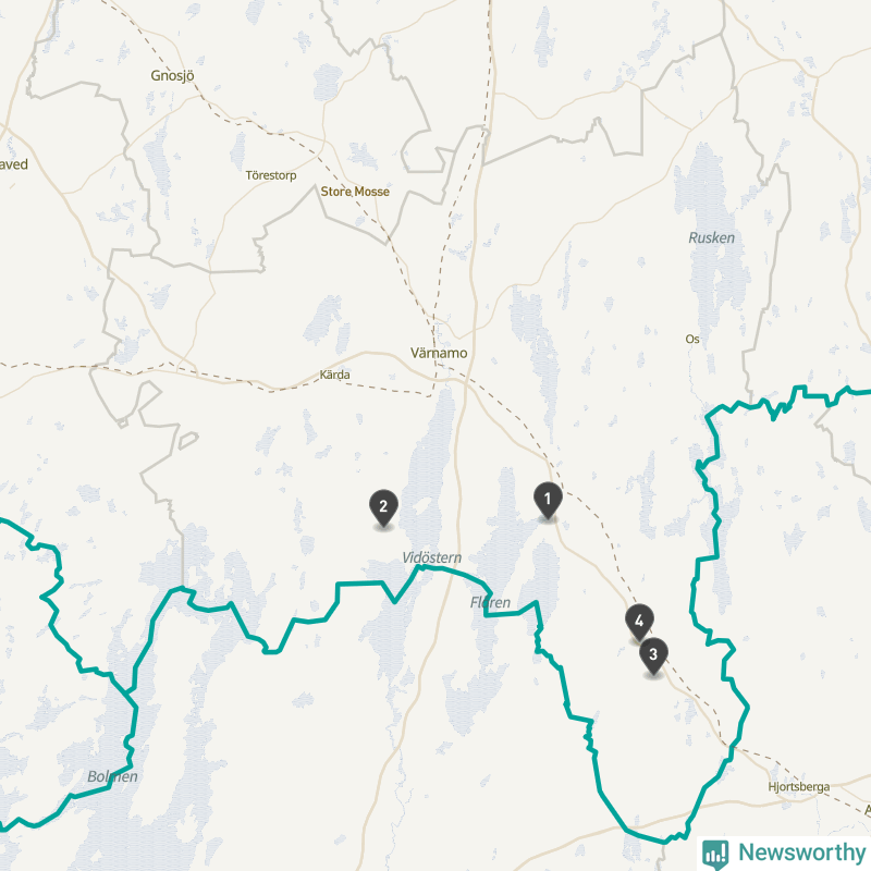 Karta över Värnamo kommun