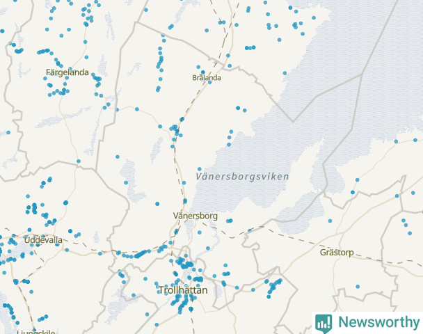 Karta över Vänersborgs kommun