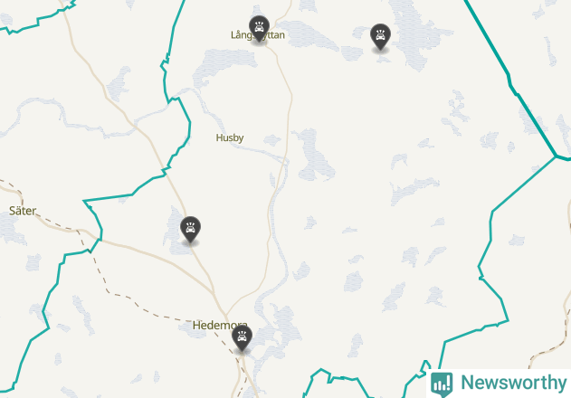 Karta över viltolyckor i Hedemora kommun