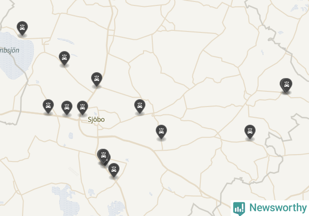 Karta över viltolyckor i Sjöbo kommun