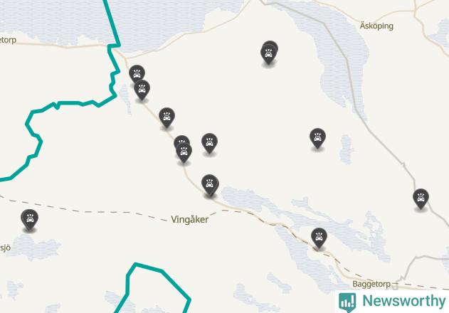 Karta över viltolyckor i Vingåkers kommun