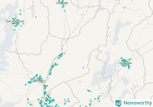 Karta över Ale kommun