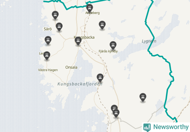 Karta över viltolyckor i Kungsbacka kommun