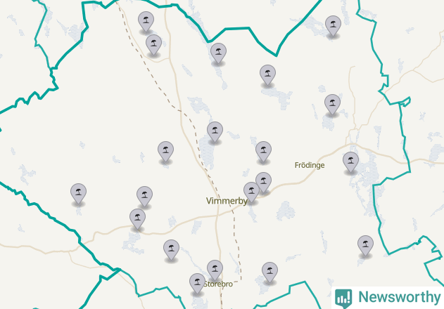 Karta över Vimmerby kommun