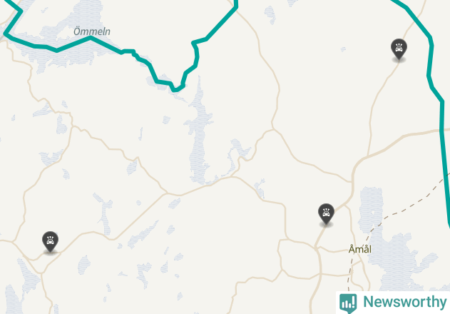 Karta över viltolyckor i Åmåls kommun