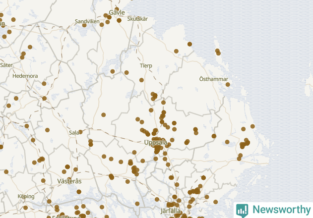 Karta över Uppsala län