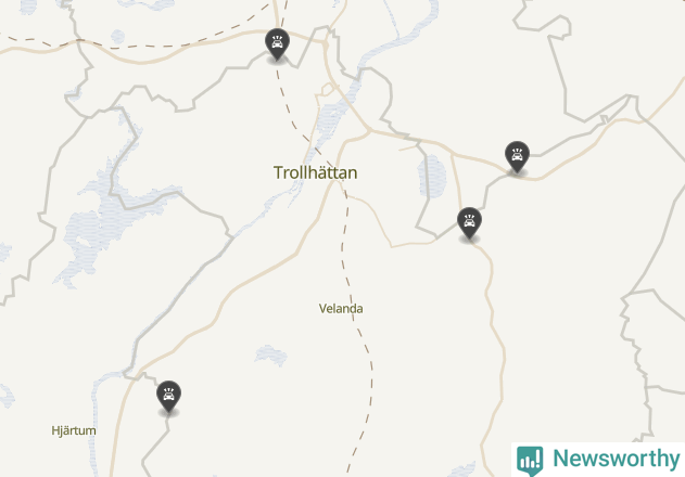 Karta över viltolyckor i Trollhättans kommun