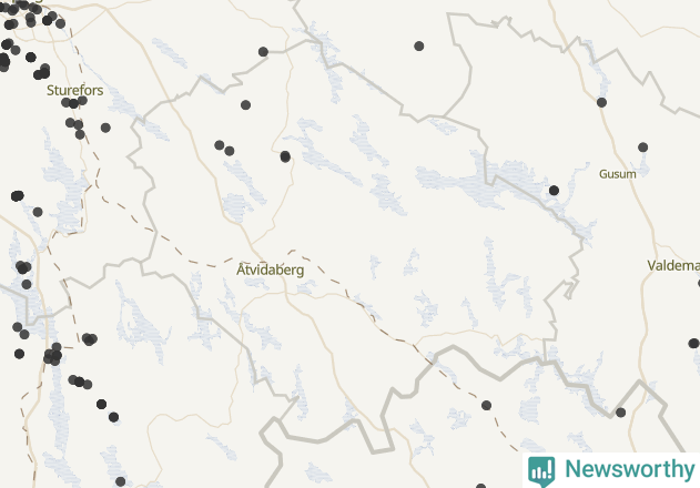 Karta över Åtvidabergs kommun