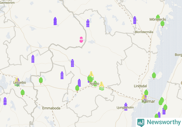 Karta över Nybro kommun