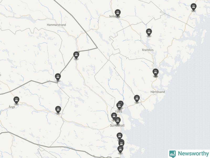 Karta över Västernorrlands län