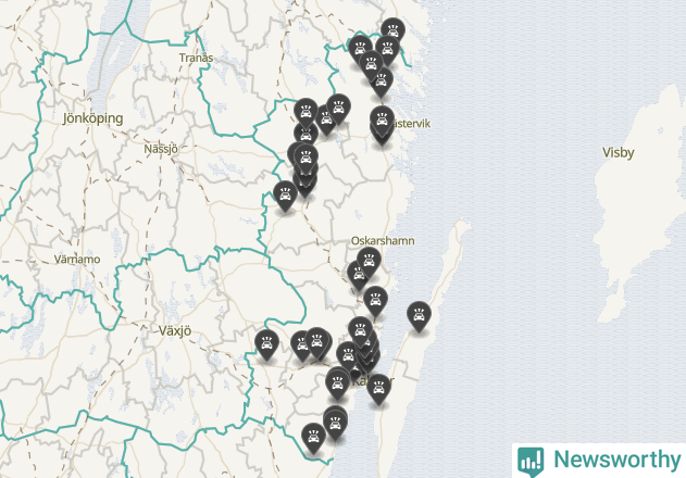 Karta över Kalmar län