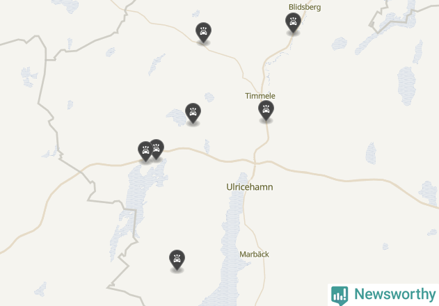 Karta över viltolyckor i Ulricehamns kommun