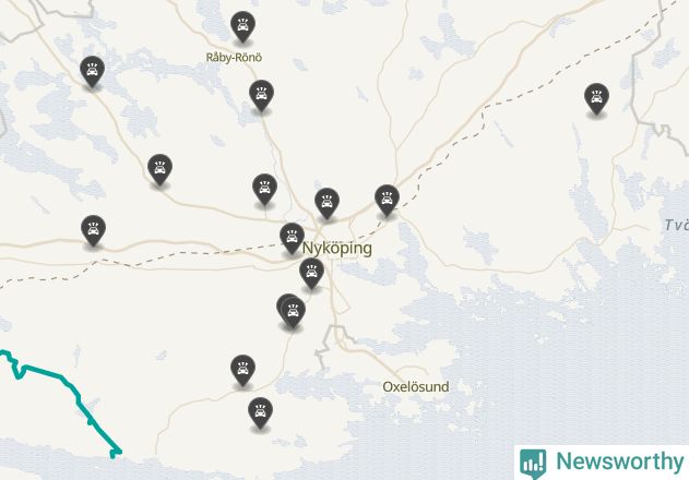 Karta över viltolyckor i Nyköpings kommun