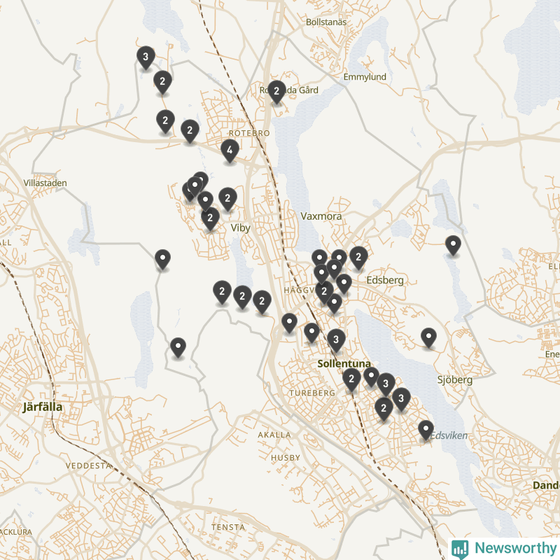 Karta över Sollentuna kommun