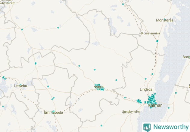 Karta över Nybro kommun