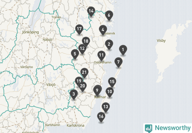 Karta över väderstationer i artikeln