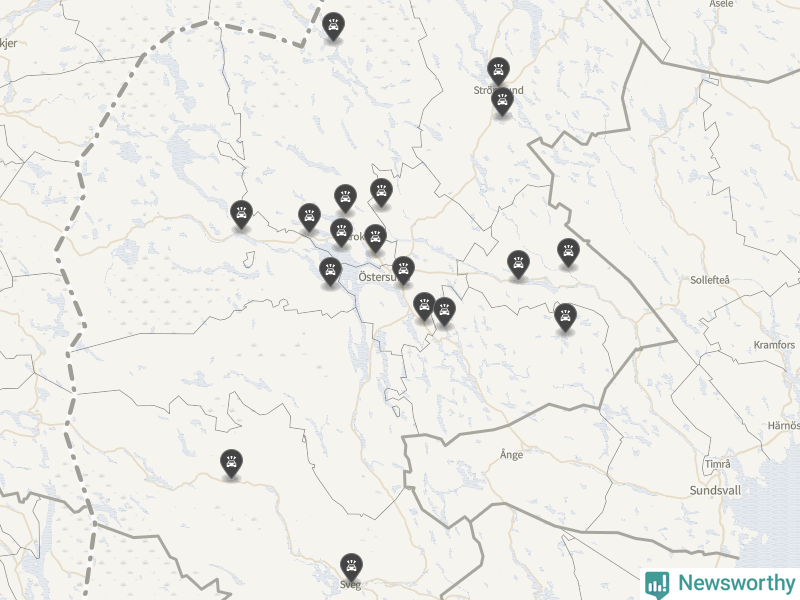Karta över Jämtlands län