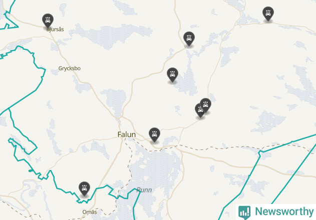 Karta över viltolyckor i Falu kommun